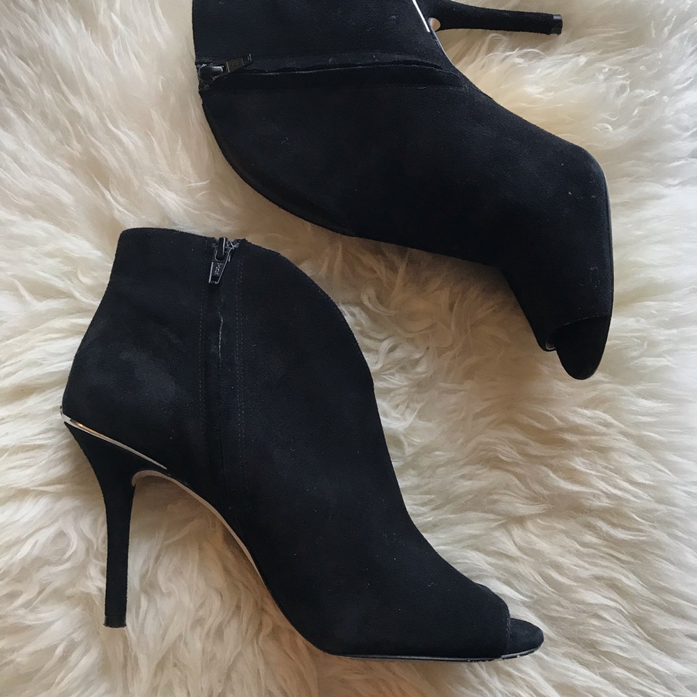 Real Black Suede Michael Kors Open Toe Booties